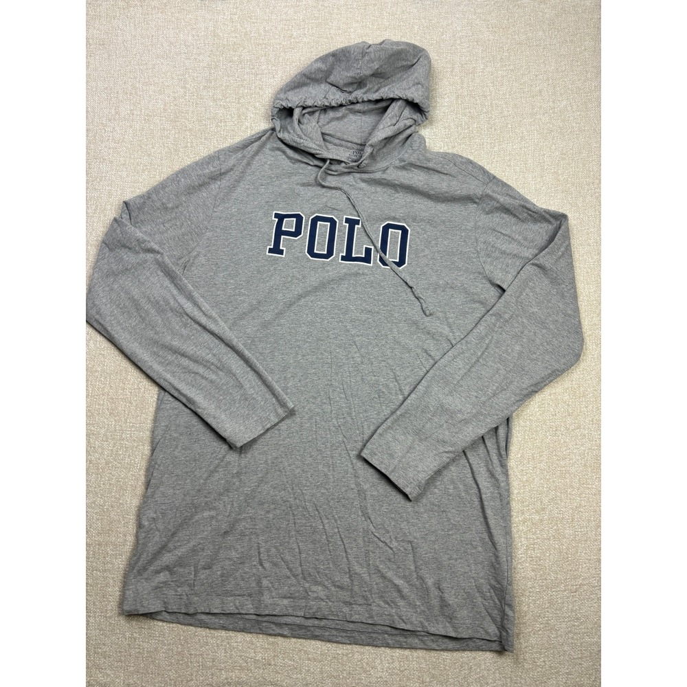 Polo Ralph Lauren Mens LT Gray Long Sleeve Graphic Hooded T-Shirt Big & Tall